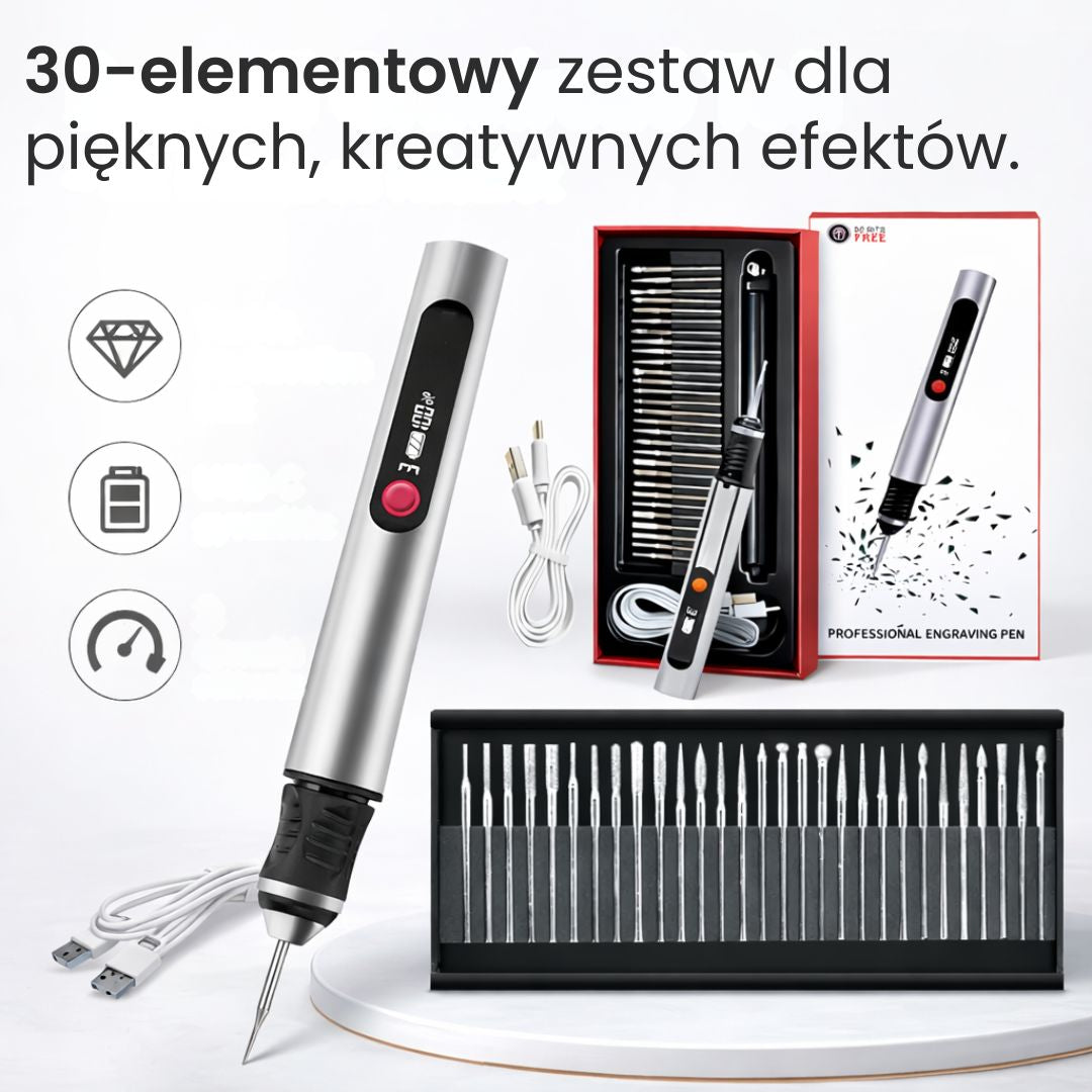 Pióro do grawerowania – 30-elementowy zestaw do personalizacji różnych powierzchni