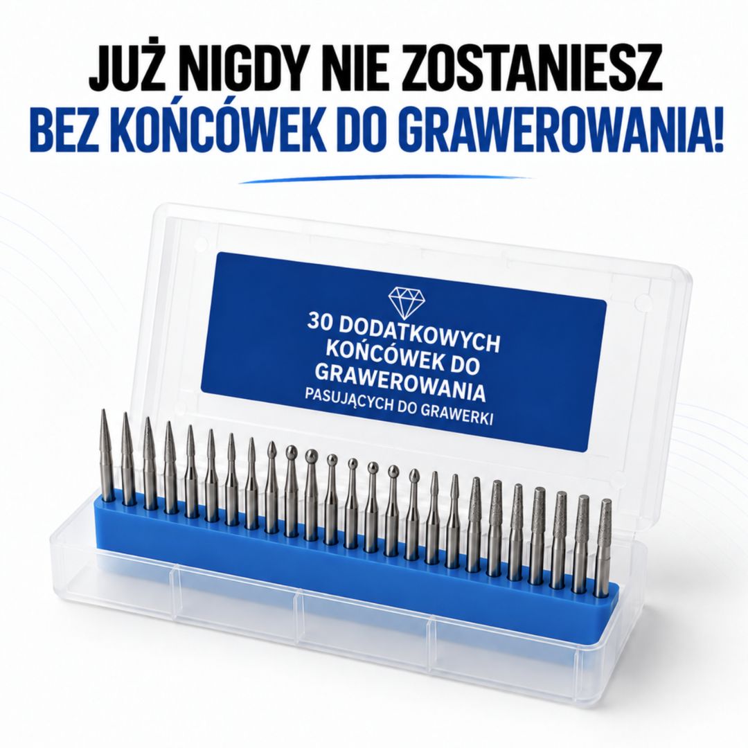 Zestaw 30 dodatkowych końcówek do grawerowania Premium – twórz jeszcze dłużej.
